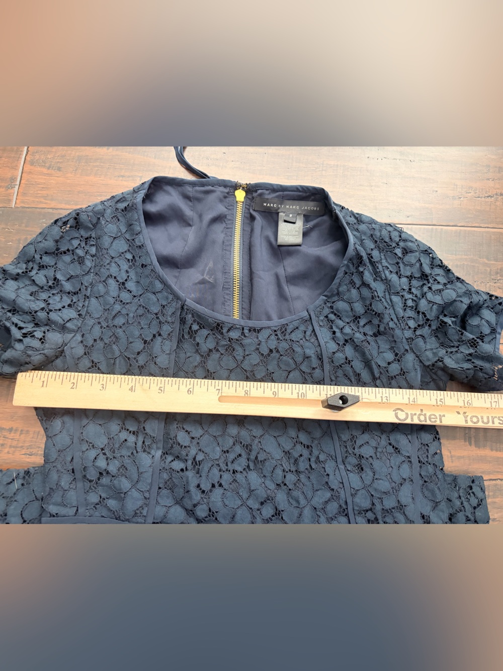 Classic Navy Scoop-Neck Dress Marc by Marc Jacobs blue lace dress back zipper - Picture 4 of 8
